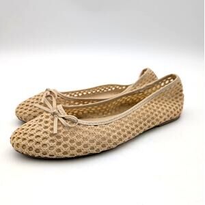 Tahari Quebec Mesh Everyday Flat Bow Detail Women's Natural Size US10 EU42